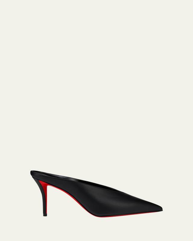 Miss Z Leather Red Sole Stiletto Mules